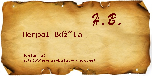 Herpai Béla névjegykártya